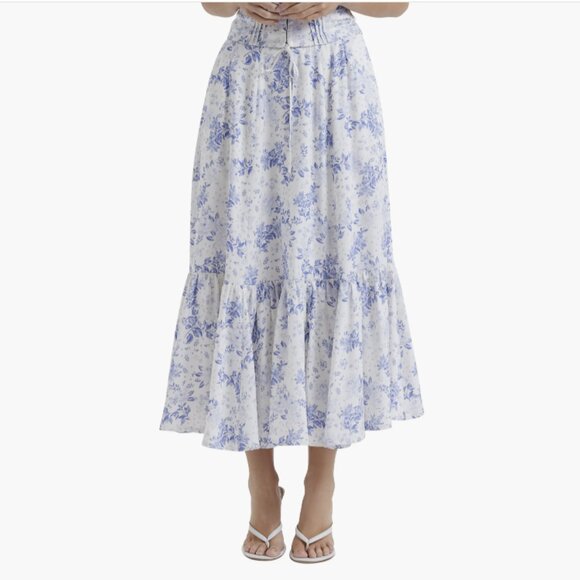 Aitana Floral Flounce Drawstring Skirt HOUSE OF CB